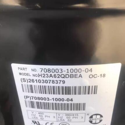 H23A62QDBEA/H23A623DBE H23A46QDBEA布里斯托空调压缩机H2EB223