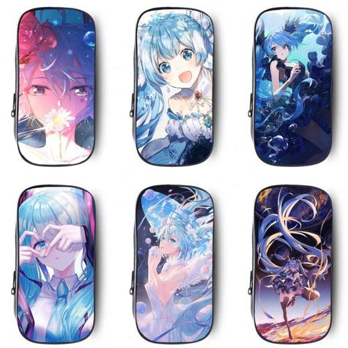 初音未来多功能动漫笔袋帆布铅笔盒小学生初中生文具盒男孩大容量