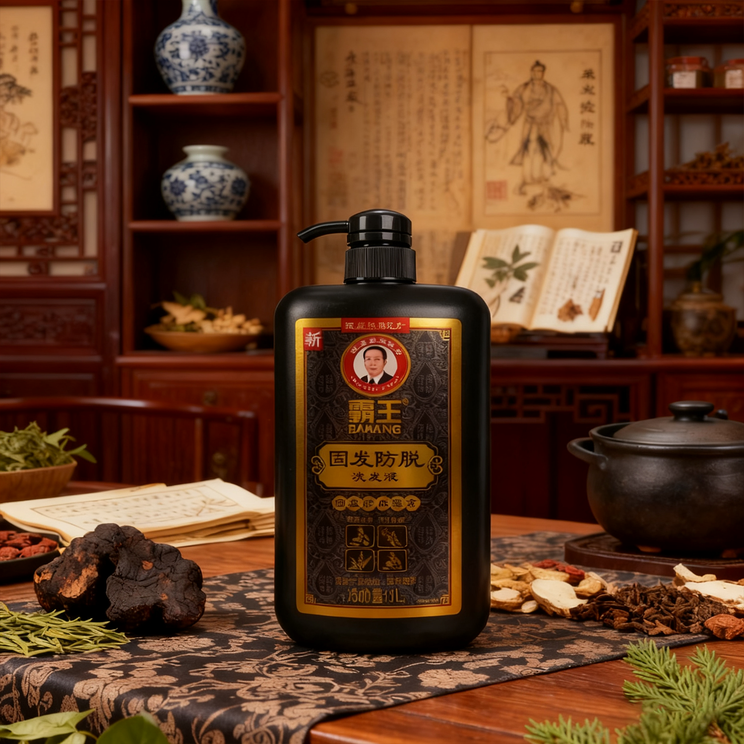 霸王首乌固发防脱洗发水生姜去屑止痒枯黄暗哑头痒正品1000ml - 实物图