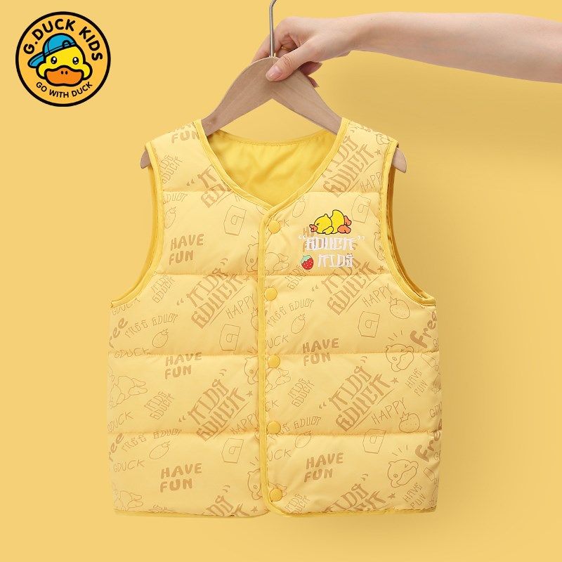 哈罗小黄鸭儿童羽绒马甲轻薄款秋冬季男童女童背心宝宝内穿羽绒服