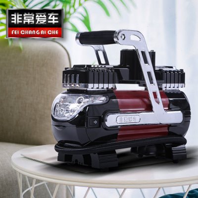 非常爱车 车载充气泵12V便携式汽车电动双缸打气筒高压轮胎打气泵