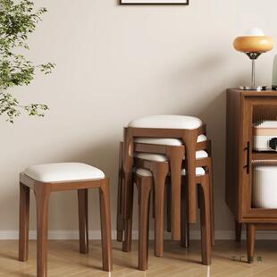 凳子可叠放实木家用方凳客厅客人备用凳高板凳餐桌不占地方椅子凳