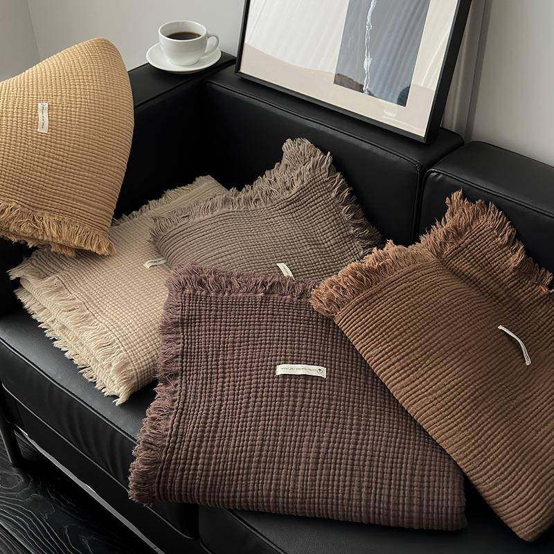 美拉德色系四层纱全棉纯棉毯子流苏毯沙发盖毯办公室毛毯午睡毯,纺织面料/辅料/配套,纺织机械配件,淘宝优惠券,粉丝福利购,淘宝优惠卷