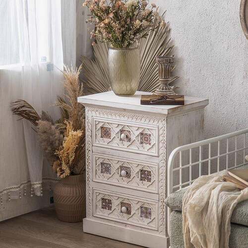 美式复古做旧玄关柜实木杉木9斗柜边柜整装定制E1级其他绢花