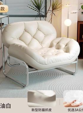 单人沙发设计师沙发椅客厅懒人休闲中古风风黑色轻奢高级感单椅子