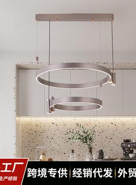 意式极简圆形吊灯餐厅吧台灯卧室客厅单圈圆环形大厅主灯LED节能