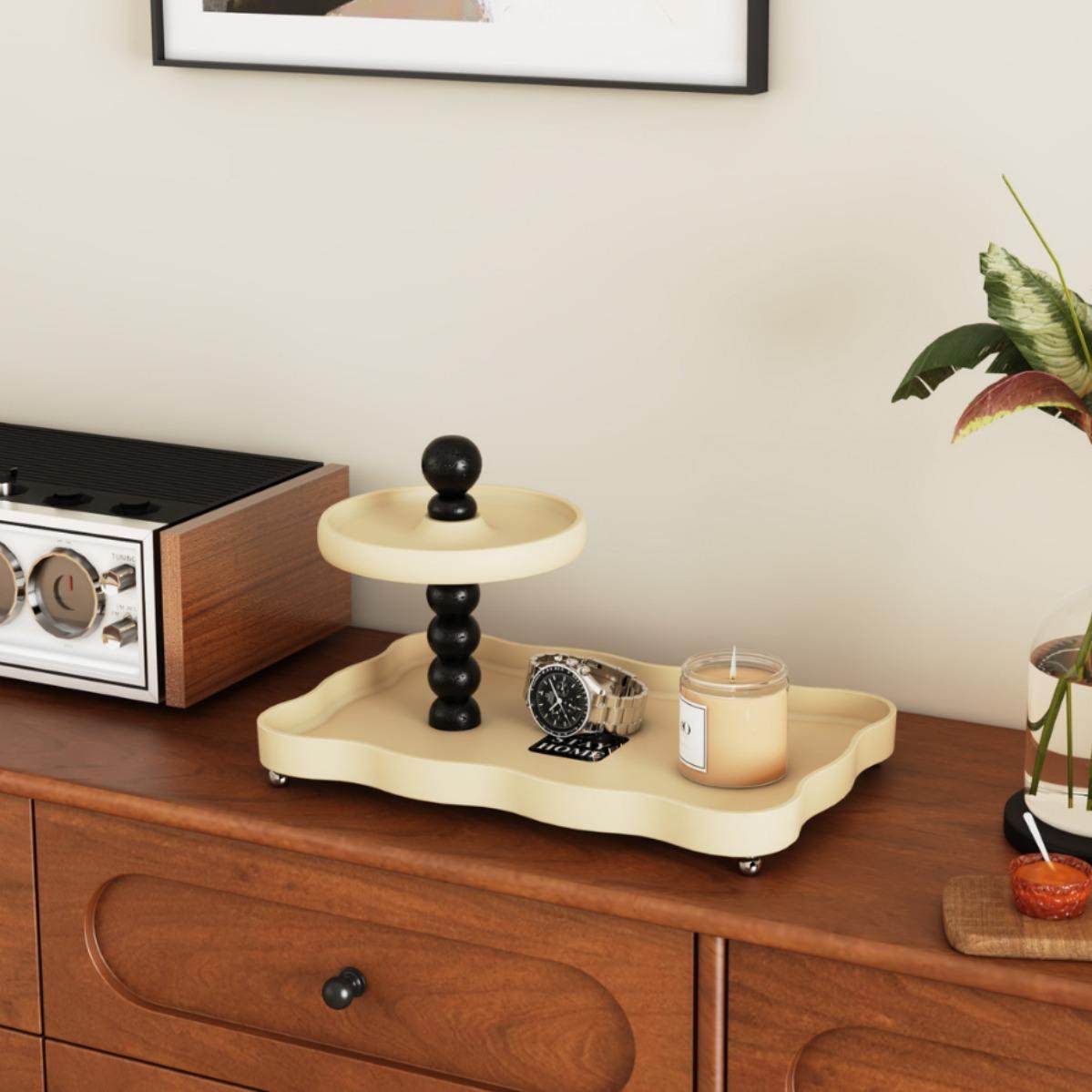 复古中古风入户玄关钥匙收纳置物架创意轻奢桌面双层简约装饰托盘,纺织面料/辅料/配套,纺织机械配件,淘宝优惠券,粉丝福利购,淘宝优惠卷