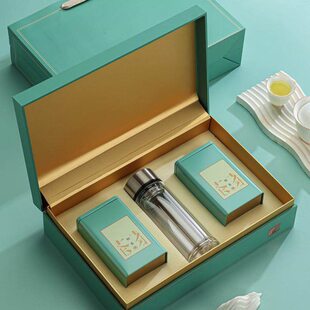 绿茶包装盒空盒带玻璃杯散装龙井碧螺春乌牛早茶茶叶包装盒空礼盒