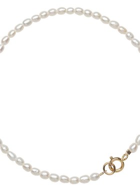 极细天然淡水小米粒小珍珠手链女超细小珠ins小众设计轻奢14k金