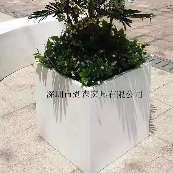 正方体花箱 简约现代 防水绿植方口花器 户外花瓶组合 树脂大摆件