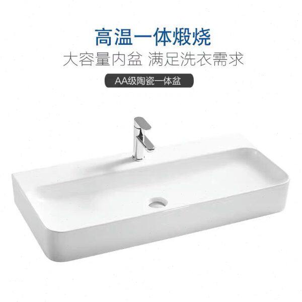 双孔盆1米长大尺寸台上盆单孔一米陶瓷方形双龙头洗手盆80cm单盆