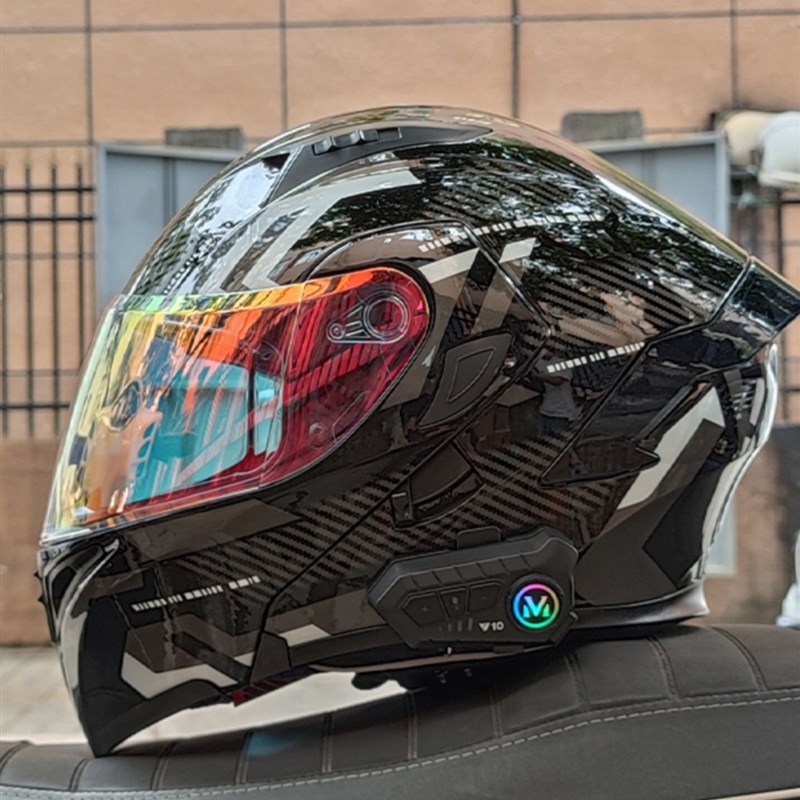 Orz-991摩托车安全帽配备蓝牙揭幕双镜全覆盖四季新国标3C认证