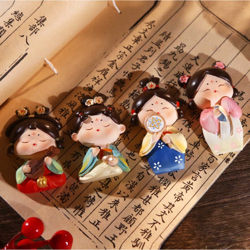唐朝仕女冰箱贴磁贴玩偶个性可爱创意立体娃娃摆件西安文创小礼品