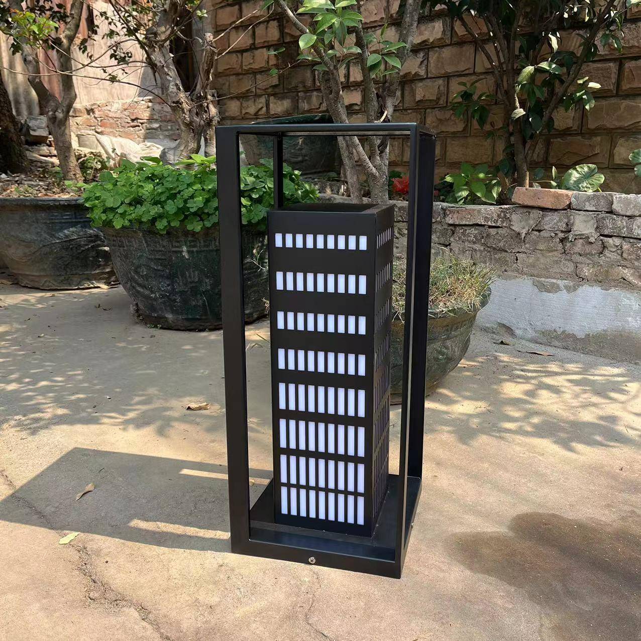 户外不锈钢仿云石草坪灯0.6米方形新中式简约草地灯LED20瓦庭院灯