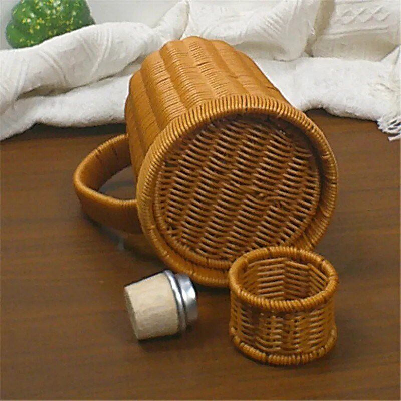 仿藤手工编织复古家用保温罩带茶室大容量暖壶内胆开热水玻璃瓶