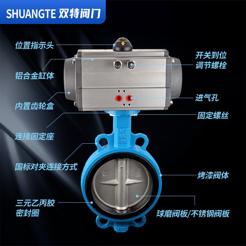 气动对夹蝶阀D671X-16Q环保水处理设备切断阀灌溉管道开关阀DN100