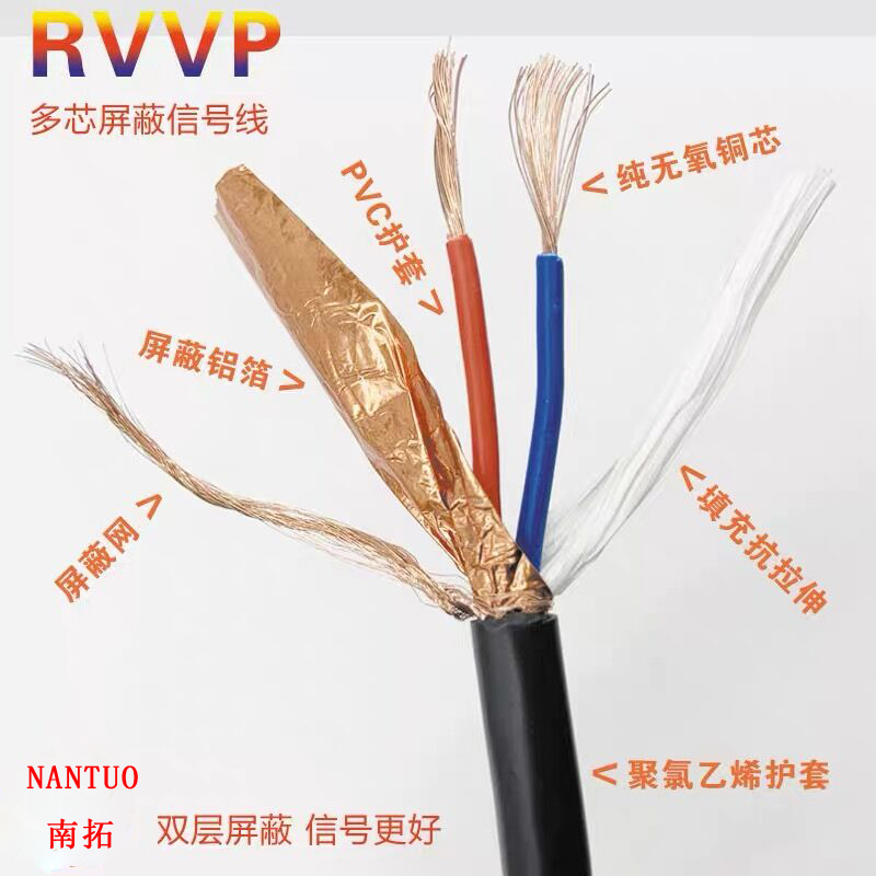 RVVP屏蔽线信号电缆线2芯3芯4芯5芯6芯x0.5/0.75/1.0/1.5/2.5平方
