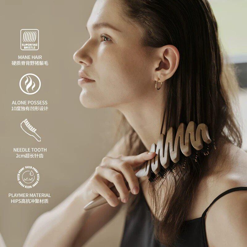 KRRAMEL松塔猪鬃护发梳按摩头皮气垫梳子可水洗干湿两用礼物礼盒