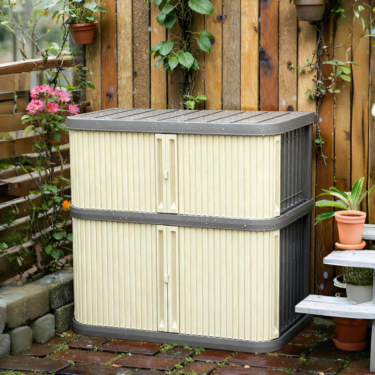 户外庭院收纳柜收纳箱别墅花园大容量杂物柜子室外工具房防水防晒