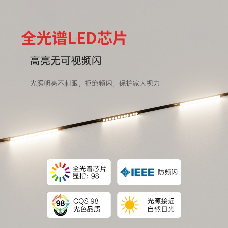 禾品明装超薄led磁吸轨道客厅无主灯设计免吊顶免开槽格栅泛光灯