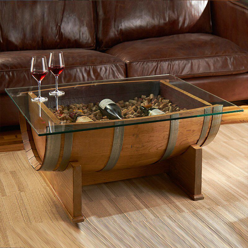 橡木桶改装桌椅茶几复古餐桌酒桶桌创意茶台酒庄酒窖品酒台定做