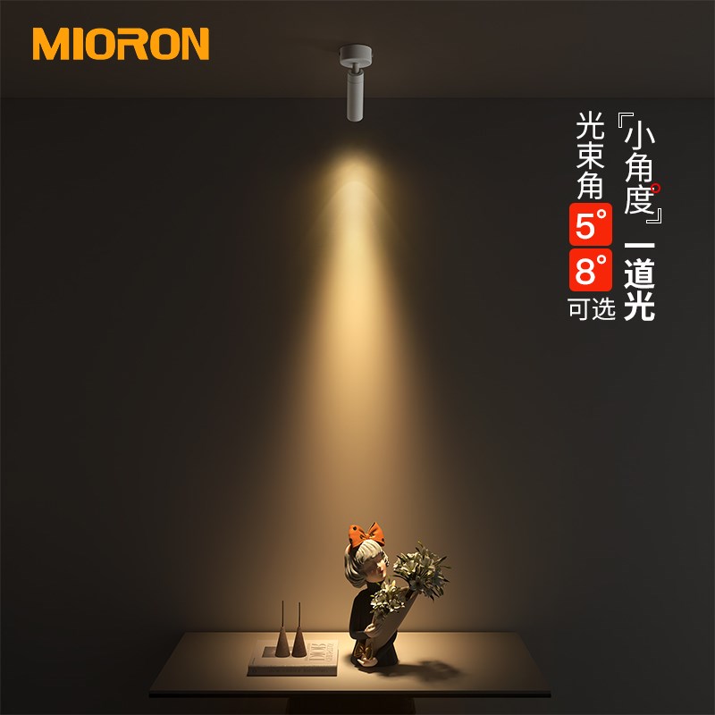 明装聚光射灯小光束角吸顶可调角度高显指小角度茶室博物馆氛围灯