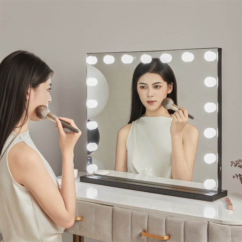 桌面台式化妆镜带灯LED灯泡化妆镜智能化妆师专用补光镜子美妆镜