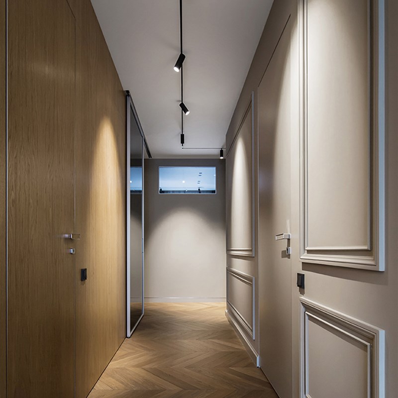 轨道灯led射灯小山丘家用客厅背景墙明装3000K三色变色滑轨导轨灯