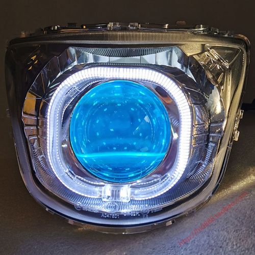 优友UU125T大灯总成改装 LED双光透镜天使眼 恶魔眼 鱼眼灯透镜