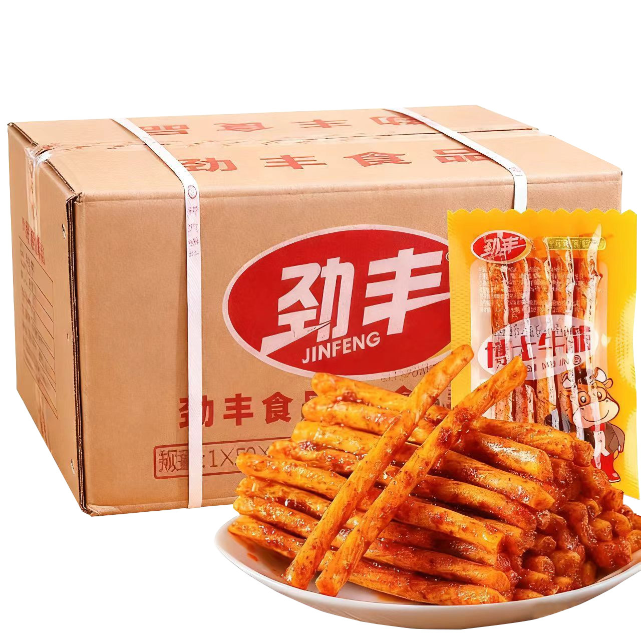 劲丰博士牛筋600包整箱辣条批发怀旧休闲小吃校园宿舍解馋小包装