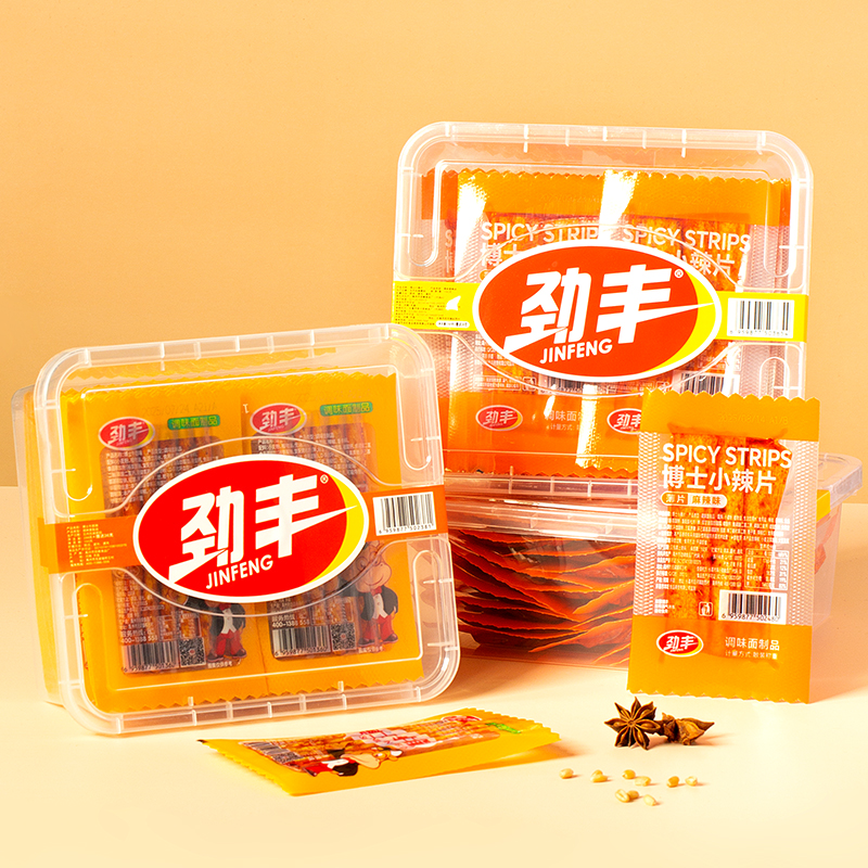 劲丰博士牛筋小辣片288g收纳盒装