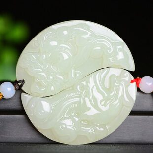 定情信物和田玉白玉吊坠情侣款一对龙凤玉佩兄弟姐妹男士女款玉坠