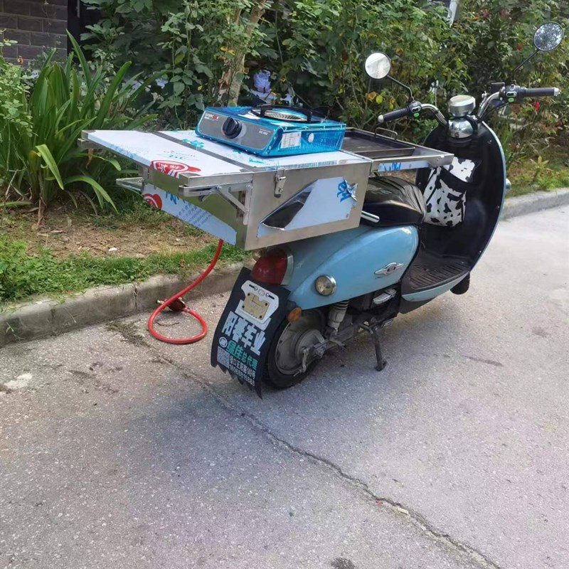 不锈钢电动车后座摆摊箱电瓶摩托后备尾箱烤肠神器可折叠便携架子