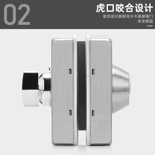 玻璃门锁免开孔黑色玫瑰金色商铺推拉门锁免打孔单门双门地锁插销