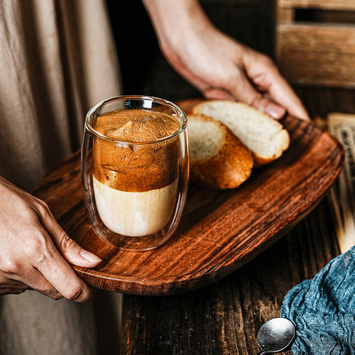 简约透明咖啡杯双层玻璃杯无铅防烫喝水杯子家用精致dirty拿铁杯