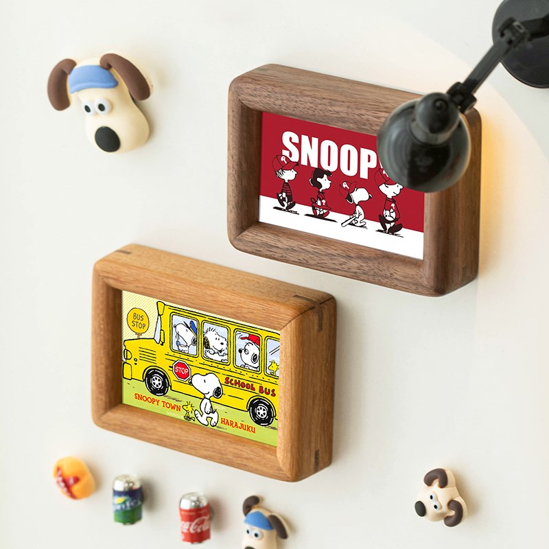 卡通迷你磁吸冰箱贴小相框空框洗照片打印定制diy实木3寸摆台礼物