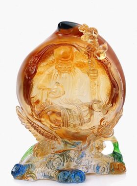 琉璃工艺品寿桃寿星公摆件客厅酒柜装饰老人长辈生日祝寿贺寿礼品