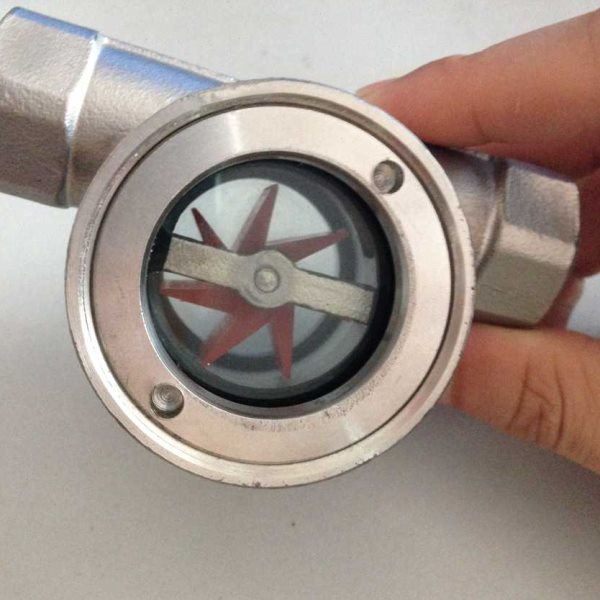 不锈钢偏心水流指示器 叶轮显示器 内螺纹叶轮视镜 高温蒸汽 DN15