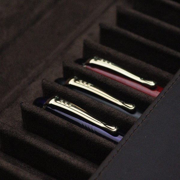 复古疯马皮笔袋12支装手工制作可拆卸磁吸抽屉式钢笔盒现货