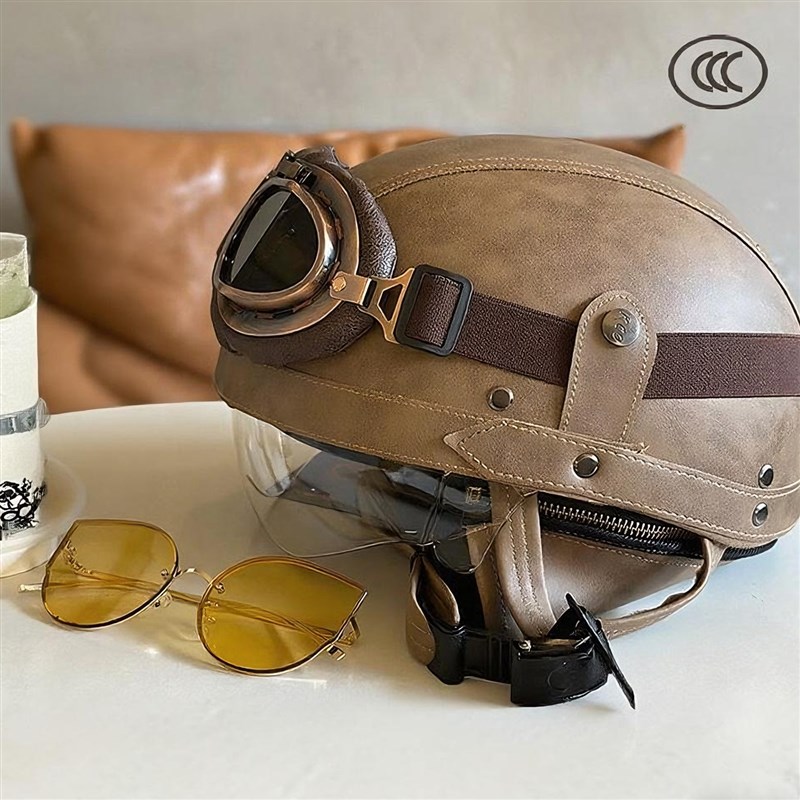 3C认证覆古头盔男电动车半盔女不压头发高颜值四季通用摩托车瓢盔