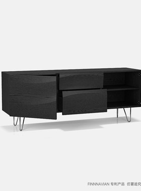 芬纳亚 简约黑胡桃实木玄关电视柜储物柜(ipple.-2波纹)
