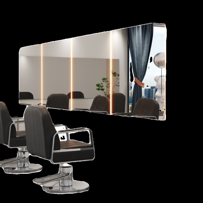网红理发店镜台发k廊专用美发镜子单双面一体式落地剪发烫染镜简