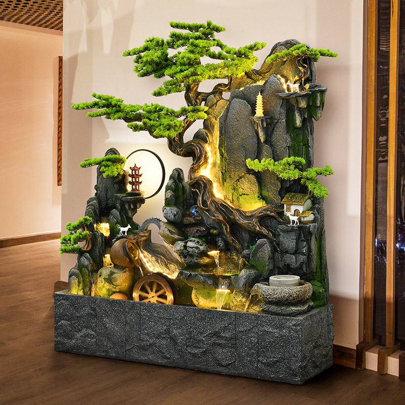 庭院阳台造景客厅水幕墙鱼缸循环水假山流水喷泉高U山大型落地摆