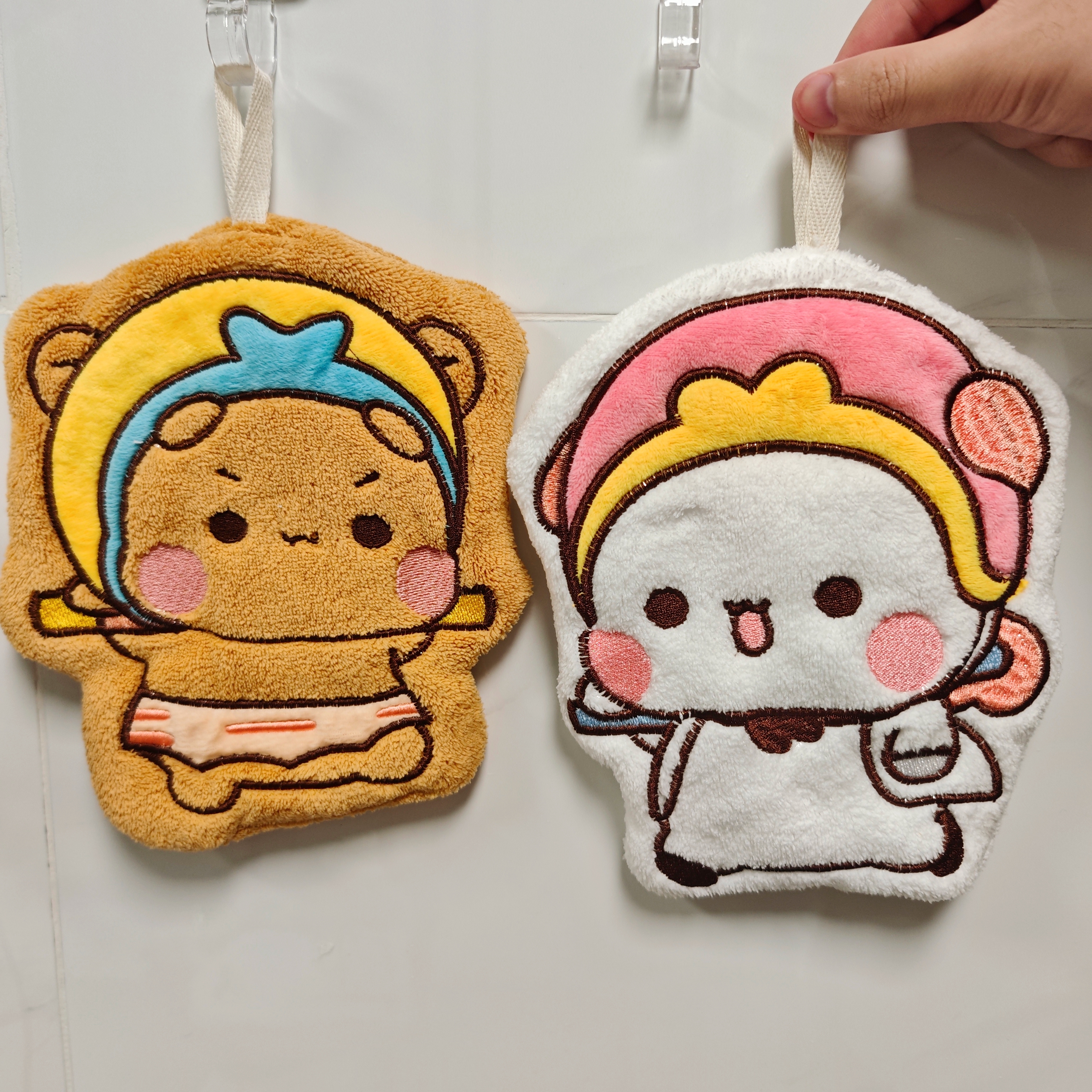 一二布布擦手毛巾挂式可爱吸水速干加厚家用厨房手帕抹布珊瑚绒