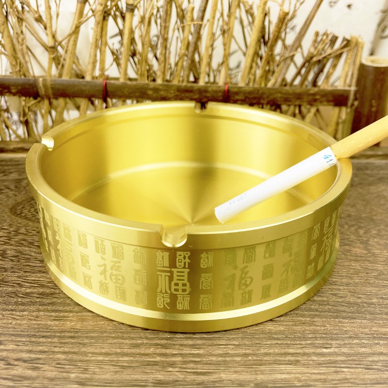 纯黄铜百福烟灰缸家用客厅桌酒店专用茶桌老板Q桌用高端铜制烟灰