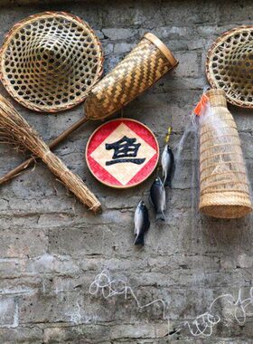 餐厅农庄渔家墙壁装修农家大宅院挂件乡村鱼庄渔具墙饰墙面装饰品