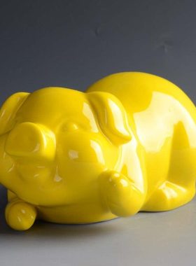 黄色十二生肖猪摆件 小猪猪白瓷猪 摆件猪