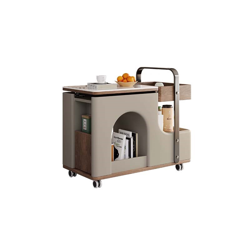 D意式极简岩板茶几可升降旋转移动G小户型客厅储物多功能小推车