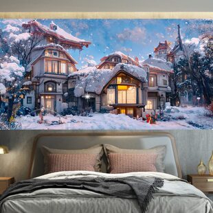 治愈系童话雪屋梦幻墙布挂布床头卧室装饰背景布墙面遮丑墙布挂毯