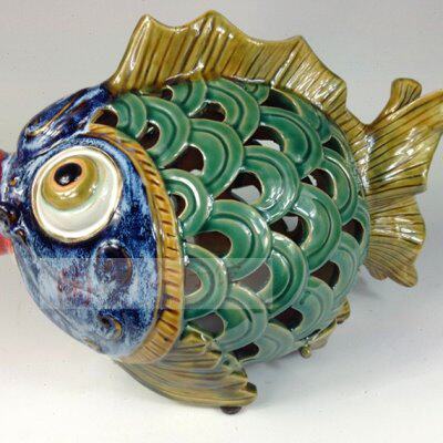 陶瓷工艺品石湾公仔家居装饰品礼品客厅酒柜玄关招财摆件接吻鱼